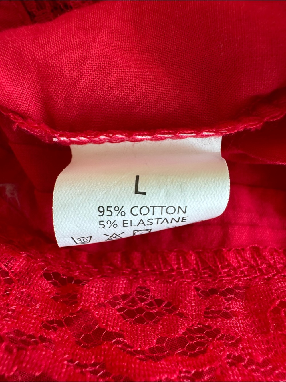 Vintage Red Cotton Lace-Trim Button Front Camisole Tank Top Size Large - Picture 5 of 9